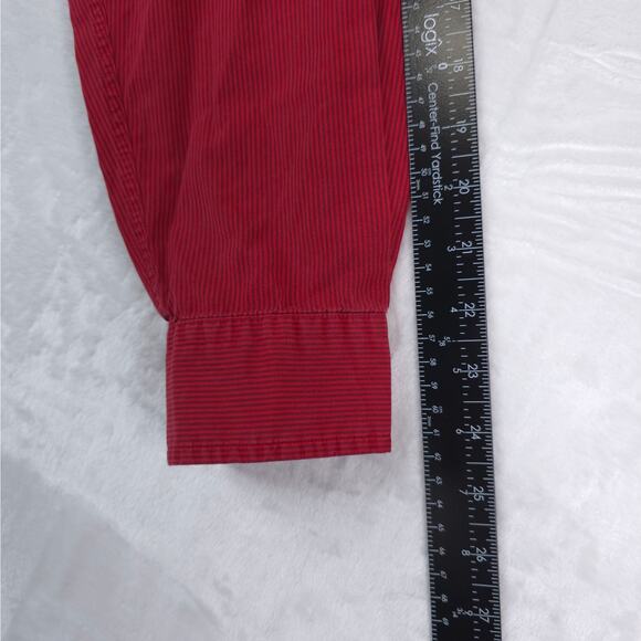 Vtg Tommy Hilfiger Shirt Mens L Red Stripe Cotton Button Down Preppy 90s Classic - Picture 8 of 8